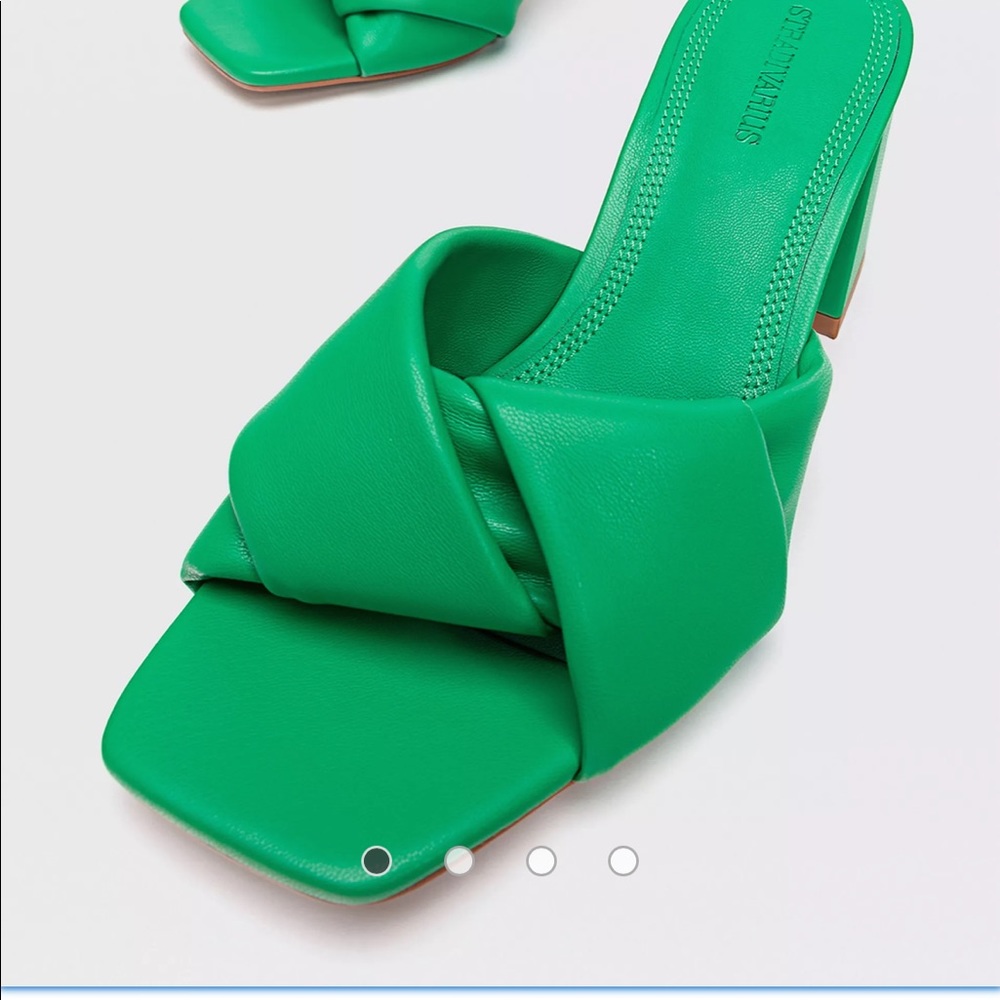 ASOS cross strap mule heels on green NWT